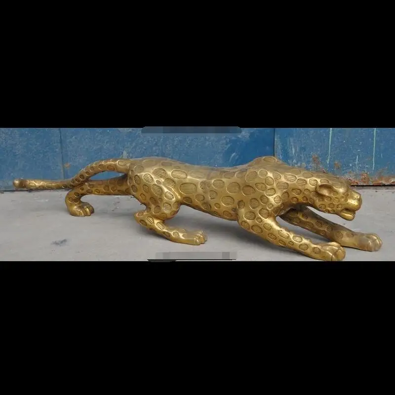 

zhaorui4884373+ +42"china brass copper fengshui Running Wild animals Leopard Panther beast statue