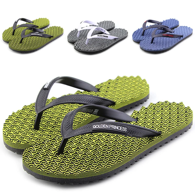 Summer Men Slippers Rubber Flip Flops Brand Outside Foot Massage Mens ...