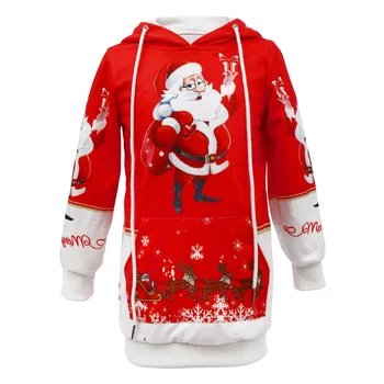

2018 Baby Kids Girls Clothes Christmas Costume Santa Claus Print children's Sweatshirt Tunics Tops Kids Hoodies for Girls 2-11Y