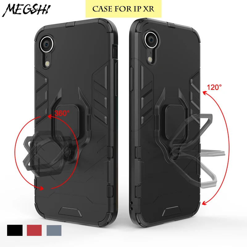 

MEGSHI shockproof shell for iPhone XR XS case impact armor protect the shell for iPhone XS Max case rotating bracket