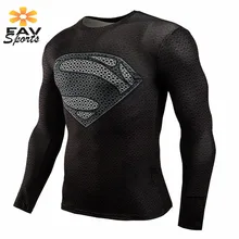 SJ-Maurie, зимняя мужская компрессионная футболка с длинным рукавом для бега, Спортивная футболка для фитнеса, Спортивная рубашка с длинным рукавом, мужская рубашка Супермена, Рашгард