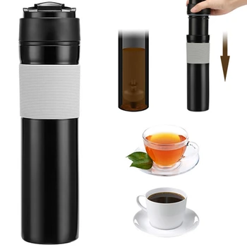 

350Ml Portable French Pressed Coffee Bottle Coffee Tea Maker Coffee Filter Bottle Hand Pressure Coffee Machine For Car Office