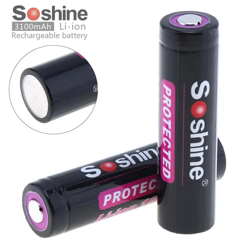 Литий ионный перезаряжаемый аккумулятор высокой емкости Soshine 3100 мАч 18650 3 7 в с