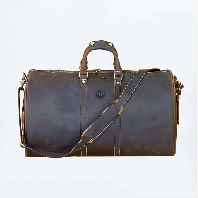 

Crazy horse leather large capacity portable travel bag male commercial genuine leather one shoulder travel bag luggage #1473