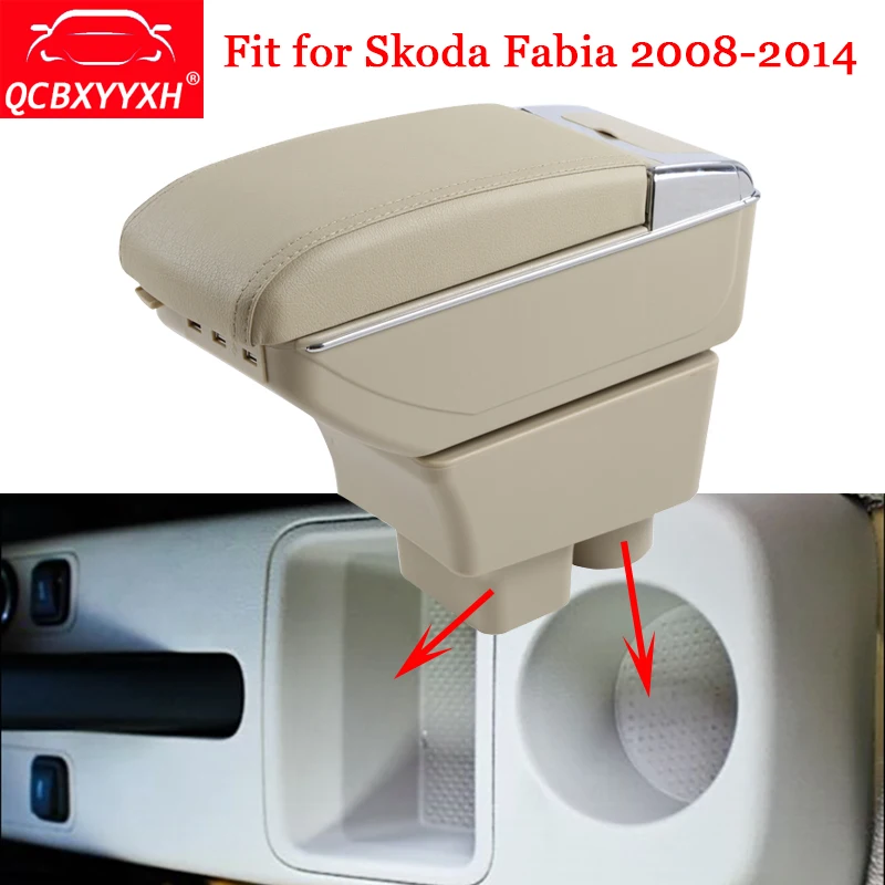 

For Skoda Fabia 2008-2014 QCBXYYXH ABS&USB Car Armrest Box Center Console Storage Box Holder Case decorate Accessory Car-styling