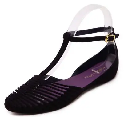 Eiswelt в римском стиле; стильная обувь для женщин; обувь на плоской подошве с внутренним каблуком, с острым носком, обувь с ремешком в виде буквы т, с вырезными элементами, из флока, женские летние пляжные сандалии Студенческая обувь для девушек; большие размеры 34-40, 39