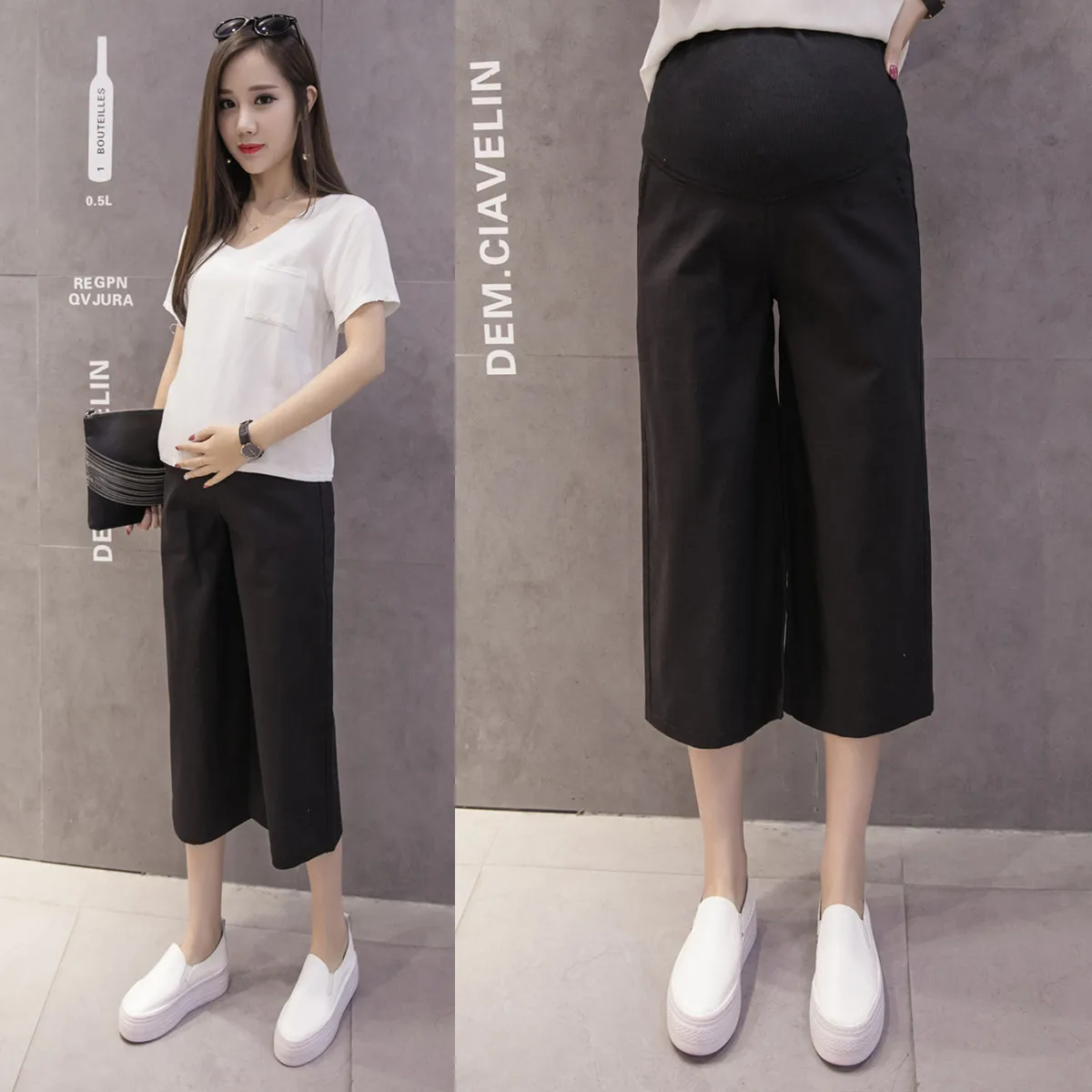 Primavera embarazo pantalones moda Pantalones Pantalón ancho maternidad ropa para mujeres ropa Casual Capris embarazada|Pantalones y pirata| - AliExpress