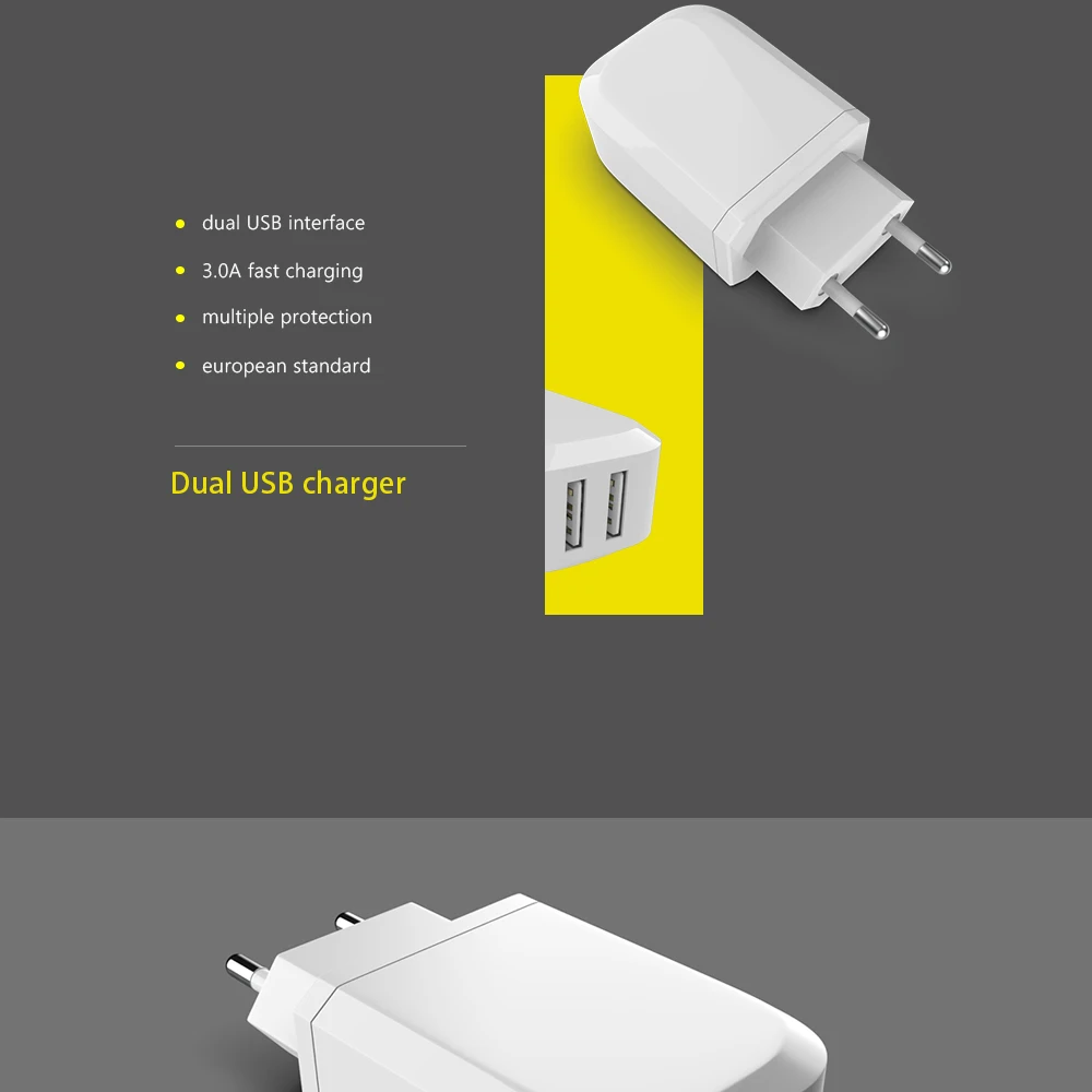 Двойная 3 А Быстрая зарядка usb быстрая зарядка для мобильных телефонов с европейской вилкой QC3.0 USB зарядное устройство адаптер для iPhone x xr samsung S9 Xiaomi huawei