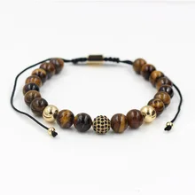 Faitheasy Анил Arjandas Природный Тигровый глаз плетение бурильный шар для мужчин и женщин бусины браслет