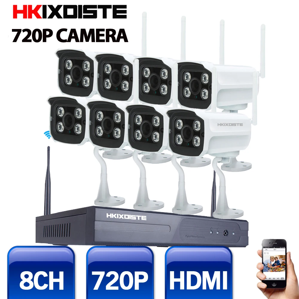 

Wifi IP Camera System Kit 8CH NVR Wireless Camera Standalone System 8CH NVR 8 Wireless/Wired IP Camera 720P Security Camera Kit