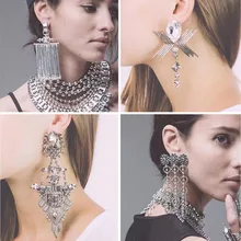 Винтажные висячие серьги, серьги в форме капли воды, модные длинные серьги для женщин, подарок, металлические висячие серьги в стиле бохо, трендовые ювелирные изделия brincos