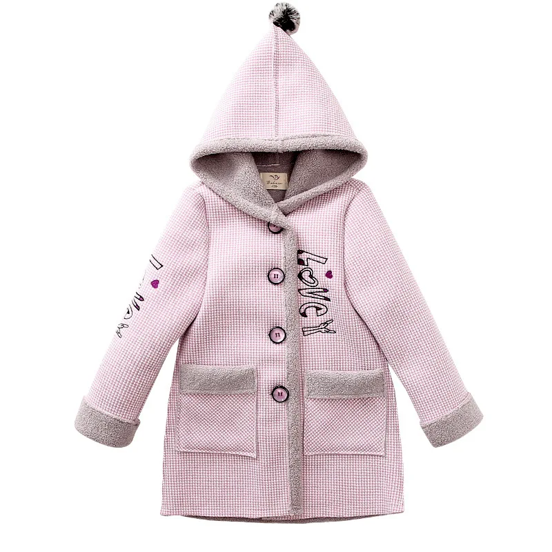 

Girl's wooll coat 2018 autumn winter New Girl Korean version thickening Hooded Long wool coat wool coat girls baby girl clothes