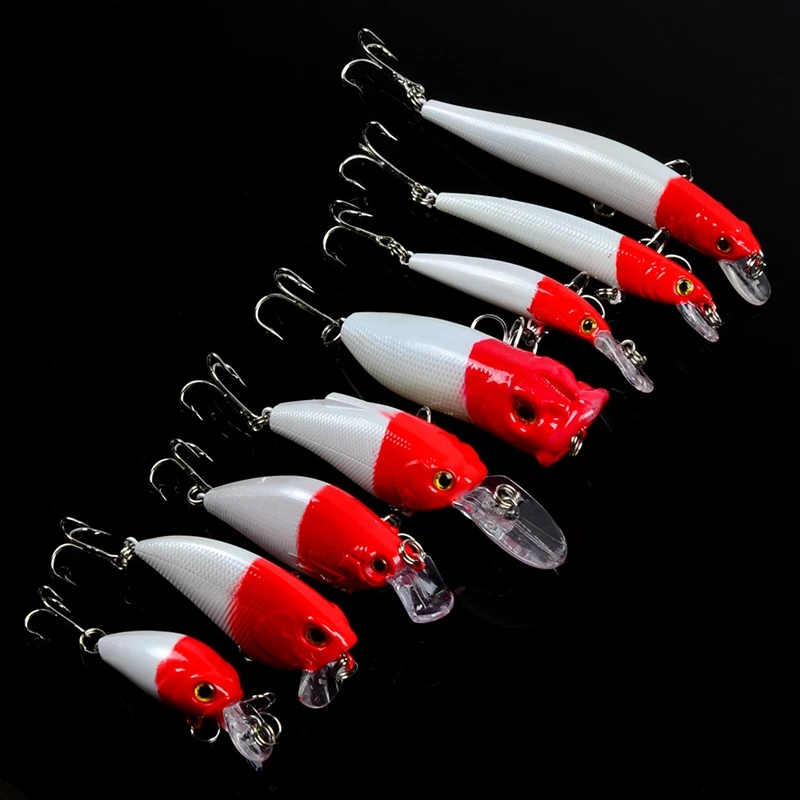 8pcs Red Head Fish bait Fishing lures Mixed 8 Models Hard Baits Minnow
