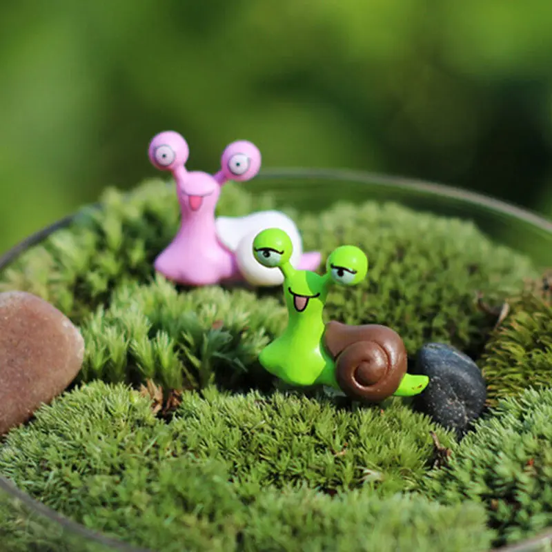 Snails Fairy Garden Miniatures Figurines Jardin Terrarium Decor Home Bonsai Ornaments Moss Micro Landscape Cartoon