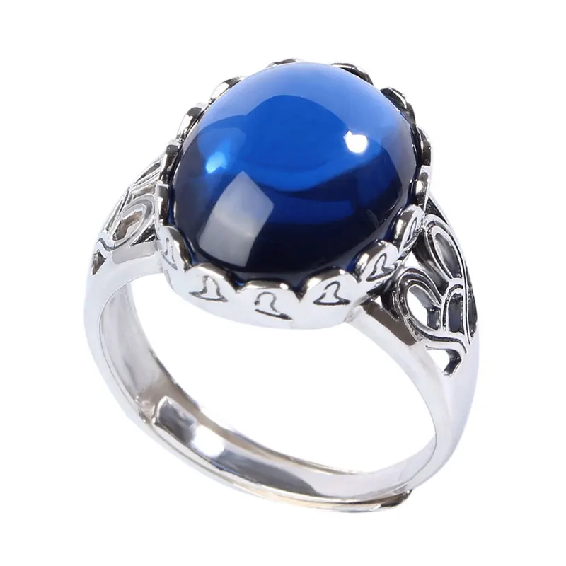 

RADHORSE 925 Silver Rings for Women Fine Jewelry Thai silver Sapphire concise Retro classic style Adjustable Ring