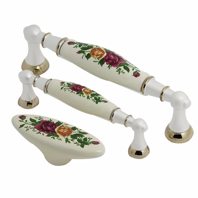 Bianco pomelli In Ceramica Cassetto Manico Tira Rosa Fiori Comò ... Bianco pomelli In Ceramica Cassetto Manico Tira Rosa Fiori Comò ...