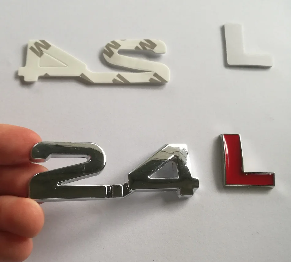 JX-LCLYL Metal 2.4L Letters Car Turbo Engine Rear Trunk Emblem Badge Decal Sticker