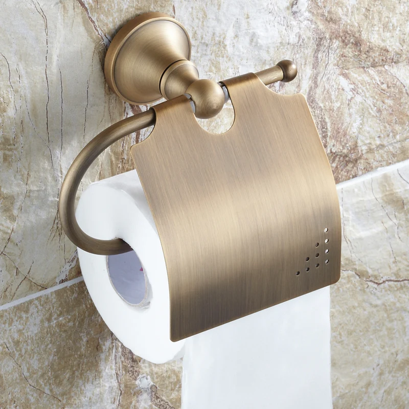 Antique Brushed Toilet Paper Holder Luxury Solid Brass Roll Holder
