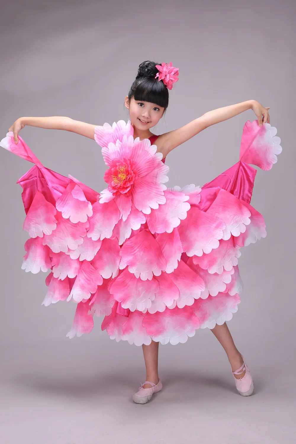 360 градусов испанская коррида платья для танца живота для девочек длинный халат фламенко юбки для девочек красный фламенко лепесток пиона платье L215