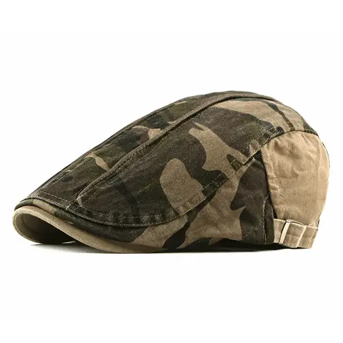 Camouflage Berets Hats for Men Women Patchwork Herringbone Caps Washed Cotton Newsboy Cap Cabbie Ivy Flat Hat Adjustable - Image 7