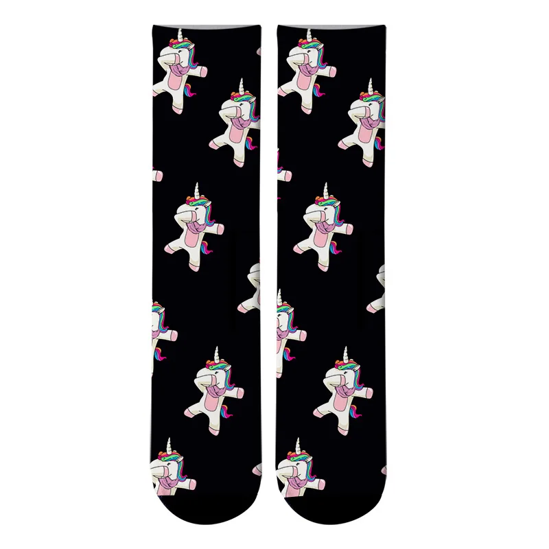 Crazy Fun/крутые цветные длинные носки с 3D принтом единорога, мужские забавные спортивные носки с изображением инопланетянина, новые женские розовые носки без пятки Kawaii - Цвет: 6