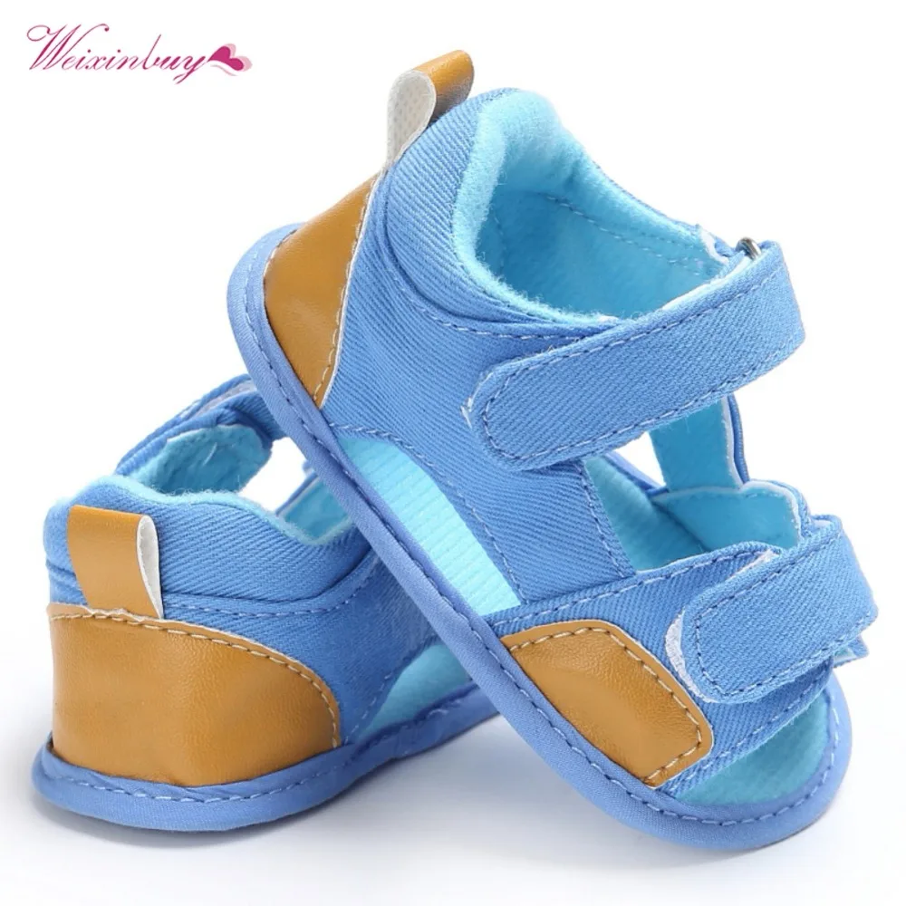 

CuteNew Fashion Baby Sandals Boys Cute Canvas Summer Shoes 0-2Y Newborn Baby Sandals Soft Shoes