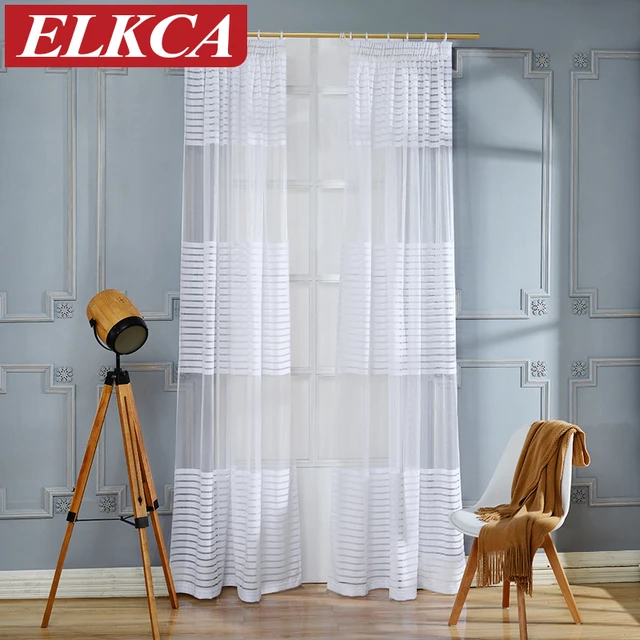 Horizontale Gestreepte Gordijnen Tulle voor Woonkamer Gordijnen voor ... Horizontale Gestreepte Gordijnen Tulle voor Woonkamer Gordijnen voor ...