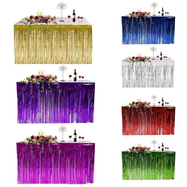 Gold Foil Fringe Tinsel Curtain Metalic Tel Grlands Table Skirt Gold Foil Fringe Tinsel Curtain Metalic Tel Grlands Table Skirt Wedding Decoration Christmas Backdrop Party Decor