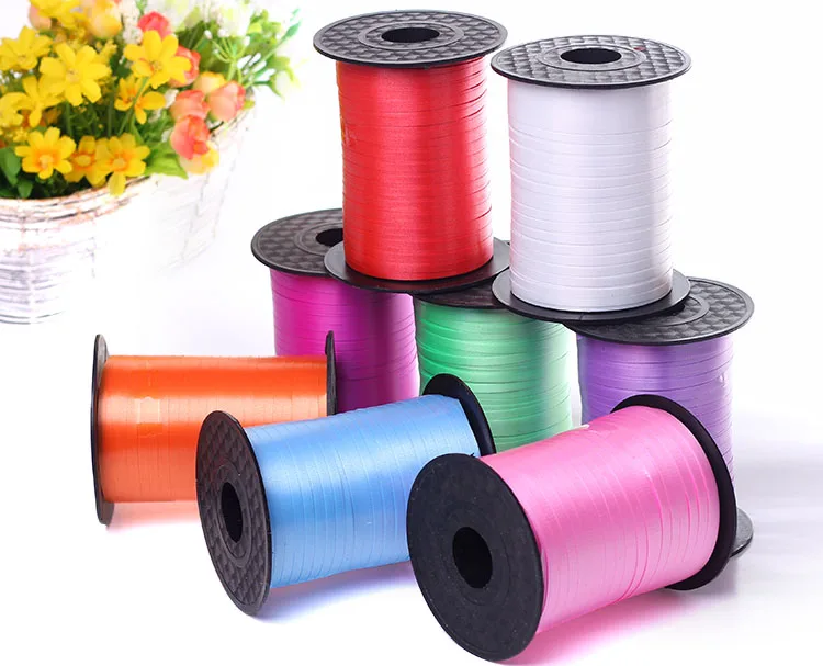 

New 5mm ribbon balloon plastic packaging ribbon with flowers tied material garland handmade DIY decorative ribbon 220 meters