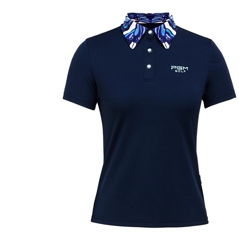 الصيف قصيرة الأكمام قمصان غولف النساء مرونة سريعة جولف التدريب قمصان السيدات صالح سليم حامل طوق جولف الرياضة قمم AA60461