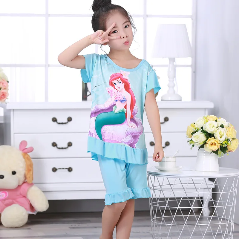 Одежда для сна принцессы Эльзы и Диснея Детская Пижама+ пижама летняя Домашняя одежда спальный костюм для мальчиков и девочек - Цвет: 4