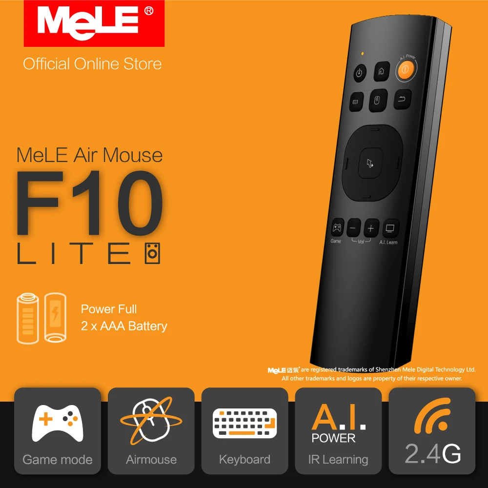 Fly Air Mouse Wireless QWERTY Keyboard Remote Control MeLE F10 Lite 2.4G Gyro IR Learning for Android TV Box Notebook PC MAC