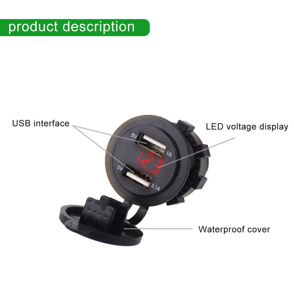Зарядное светодиодный 12 24 В с двумя USB портами|car dual usb socket|socket car chargercar power outlet |
