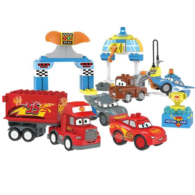 

114pcs Big Size Bricks Cars car mobilization McQueen Building Blocks Toy Compatible With Duplo cup race 10857