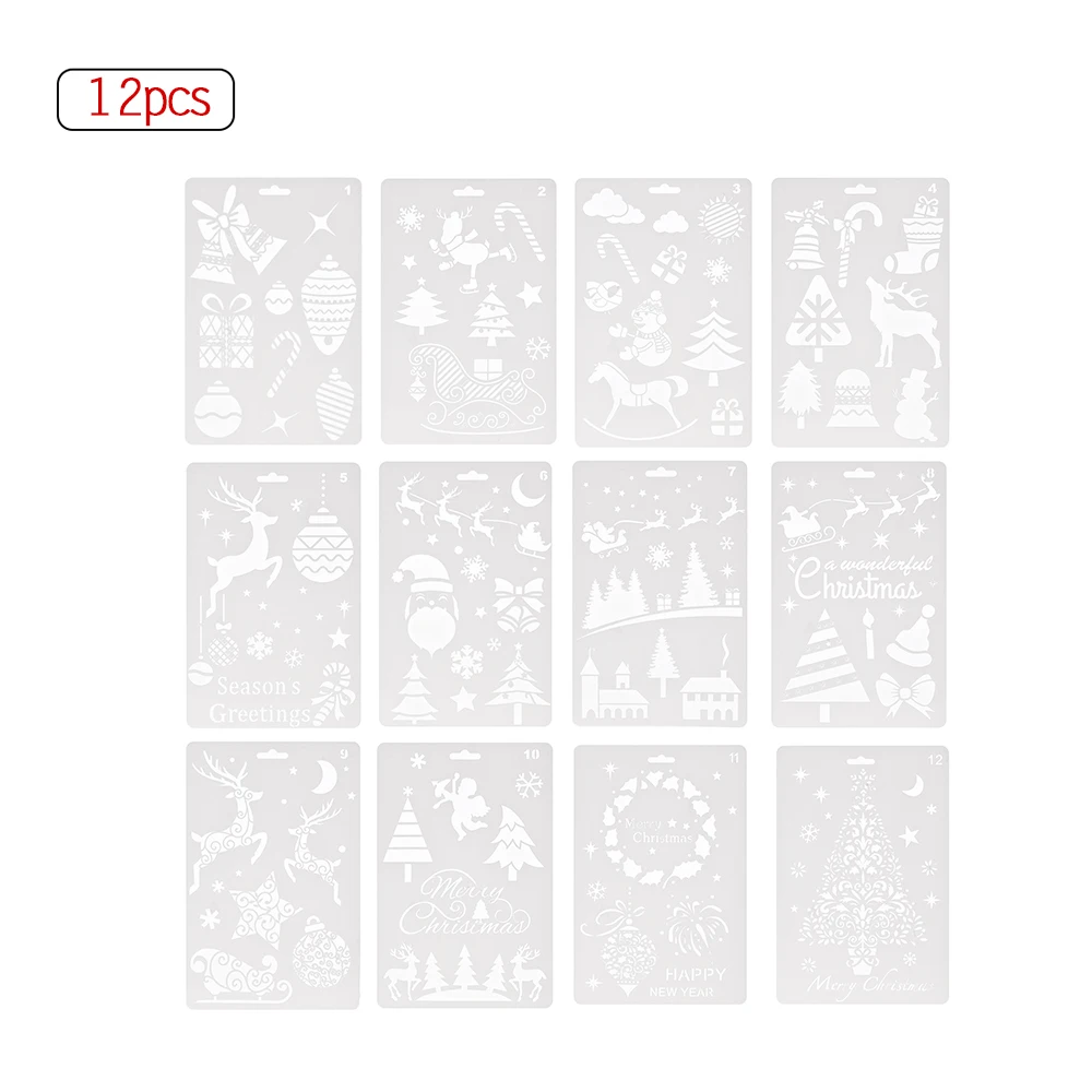 

Decoration Plastic Painting Drawing Stencils Templates Set for Planner Notebook Diary DIY for Children Students 10*7 inch