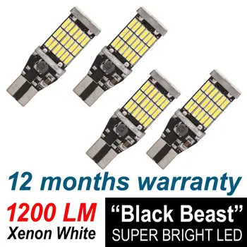 

T15 45SMD 4014 Extremely Bright Error Free 921 912 T15 PX Chipsets LED Bulbs for Backup Reverse Lights Xenon White (Pack of 4)