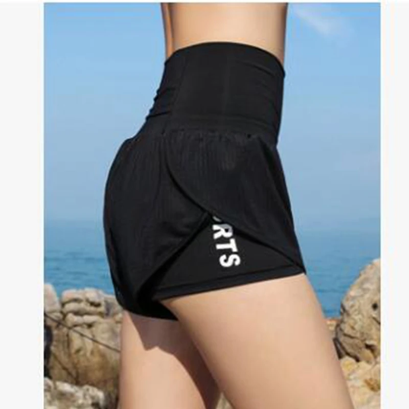 Женские спортивные шорты с высокой талией, сетчатые шорты для йоги и тренировок, шорты для бега, фитнеса, спортивная одежда