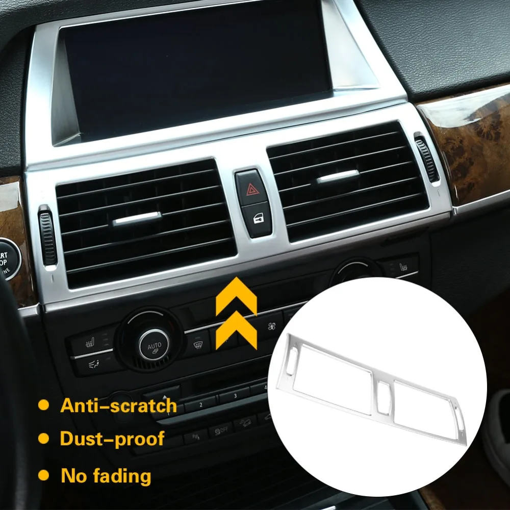 Car Silver Chromium electroplating Centre Console Air Condition Outlet Vent Cover Trim decoration for BMW X5 E70 2008-2013 | Автомобили и