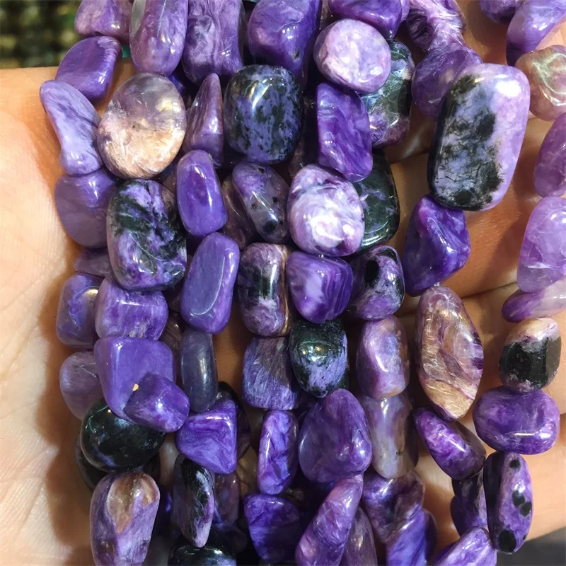 

Glossy 5-12MM Russia Charoite Genuine Gemstone Undyed Purple Nugget Natural Stone Bead For Healing Rosary Jewelry DIY Muslim