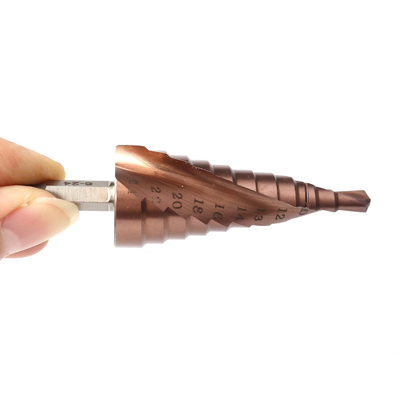 HSS CO M35 Hex Shank 6-24MM Spiral Groove Broca Metal Step Cone Drill Bit Stainless Steel Hole Saw Cutter Wood Power Tool HSS CO M35 Hex Shank 6-24MM Spiral Groove Broca Metal Step Cone Drill Bit Stainless Steel Hole Saw Cutter Wood Power Tool