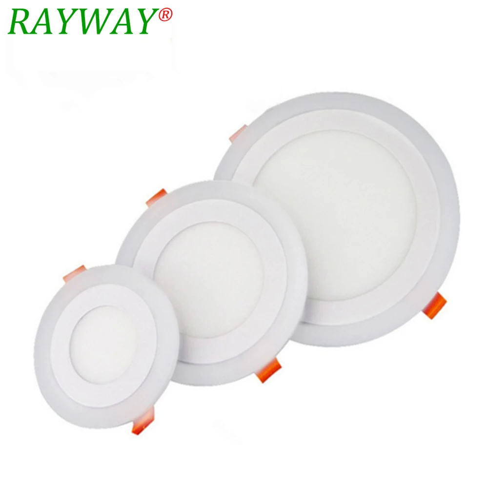 

2pcs LED Panel lamp Round Square 5W 9W 16W 24W 3 Model double color LED Panel Light AC Ceiling Recessed Lights Indoor Lighting