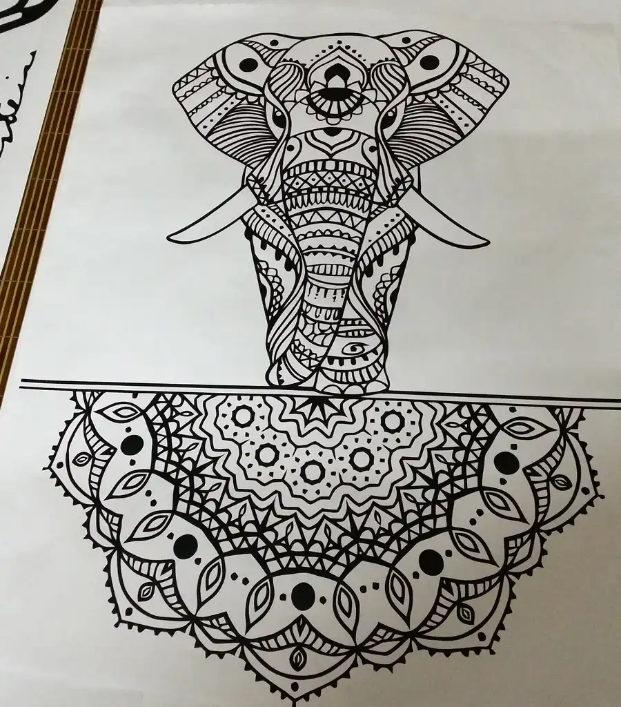 Calcomania De Vinilo De Elefante Indio Con Disenos De Mandala