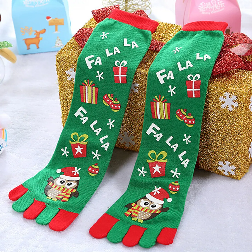 Toe Socks Christmas Women Casual Socks Cute Unisex Long Socks 9.12in