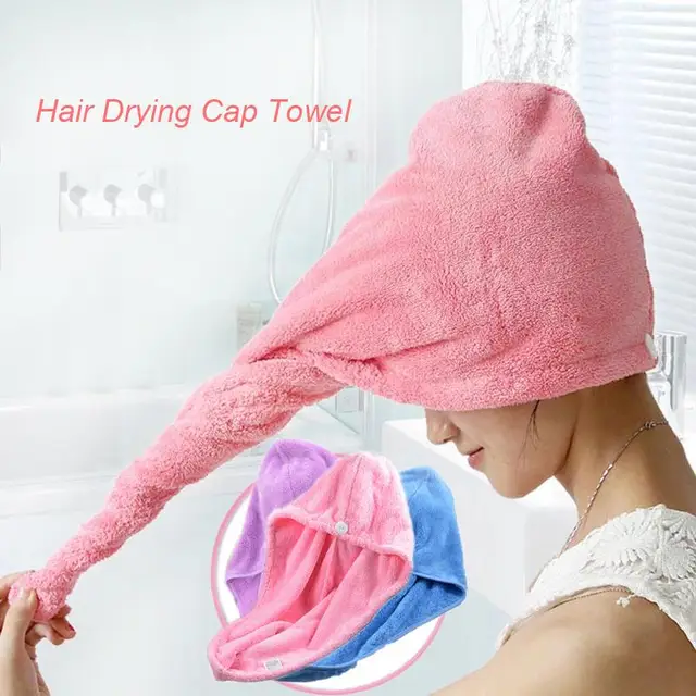 Cheap Quick Dry Microfiber Towel Hair Magic Drying Turban Wrap Hat Cap Spa Bathing Towel Bath Accessories