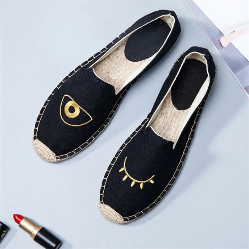 Casual Women's cloth shoes Spring summer new straw National style embroidery all-match lazy canvas ladies shoes Breathable soft