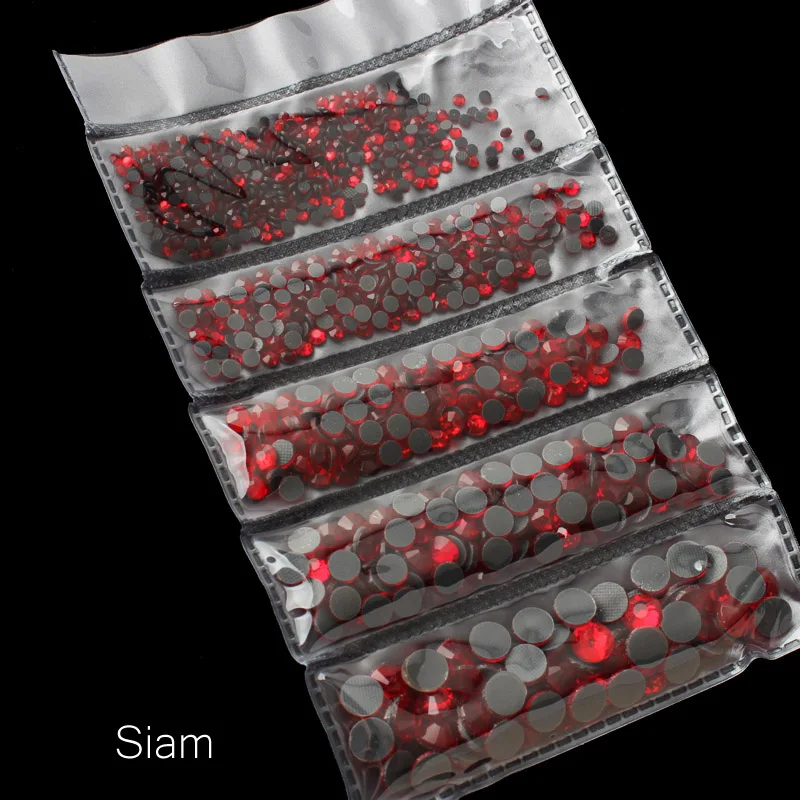 Новая упаковка 1200 шт смешанные размеры Горячая фиксация Стразы Блестящий Кристалл SS6-SS30 для одежды DIY - Цвет: Siam