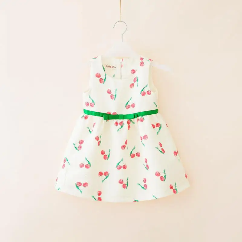 

2-6y Girls Clothing Spring Girl Dress Kids Cherry Dress Girls Cotton Kids Vest dress 2017 Cheap Clothes For Children JM11