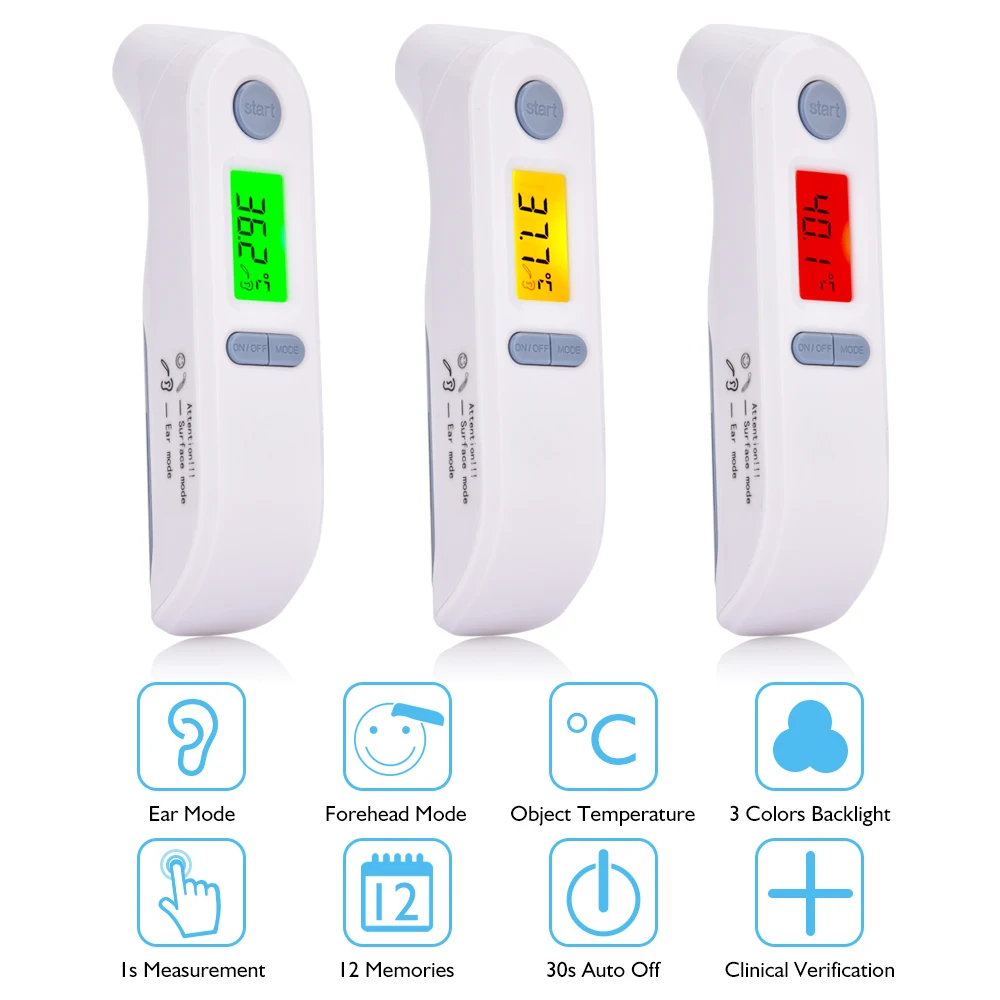Термометр для ушей для детей и взрослых с ЖК-дисплеем, Инфракрасный цифровой термометр для тела, будильник, медицинские и бытовые мониторы для здоровья
