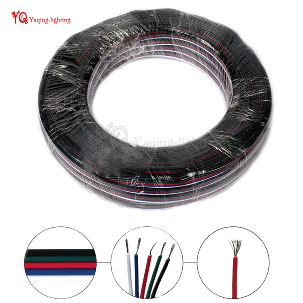 

330ft 22 Gauge Electric Extension Cable 100m 22AWG 5pin 5 Color Stand Wire Connector for RGBW RGBWW 5050 3528 LED Stirp Light
