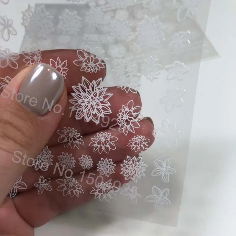 Роскошная белая 3D наклейка для ногтей художественное украшение кружевной цветок